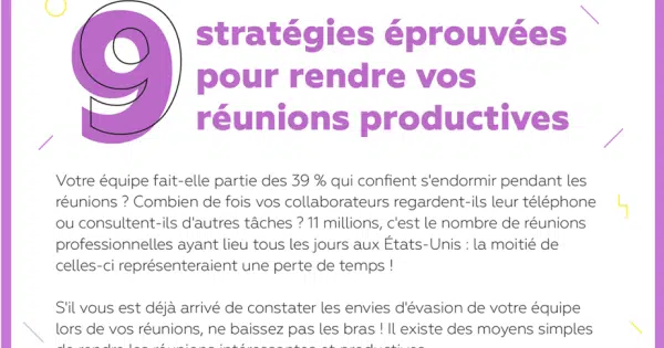 Infographie : 9 stratégies éprouvées pour rendre vos réunions productives