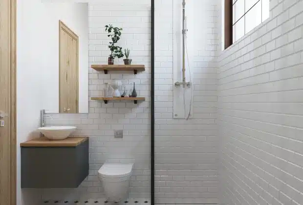 Salle de bain avec colonne de douche